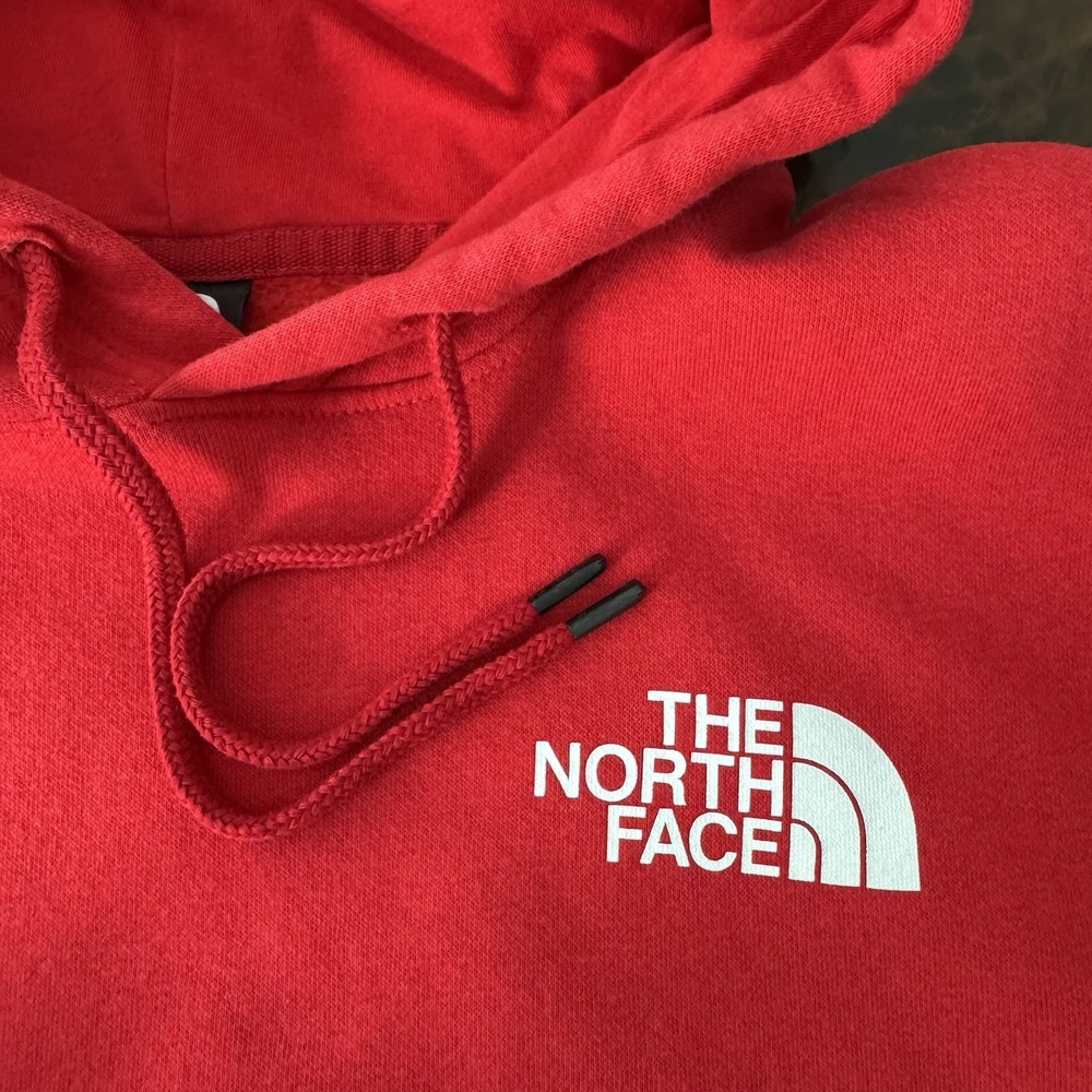 The North Face Hoodie Men L Red Black Graphic Box Logo Pullover Cotton Outdoor - Picture 6 of 11